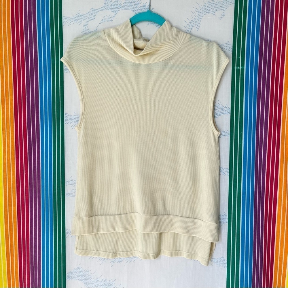 LNA sleeveless mock turtleneck cream ribbed small basic